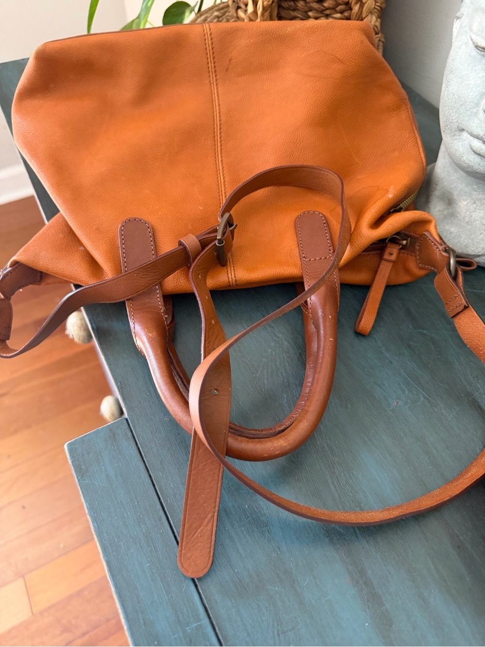 Mark & Graham Brooklyn Carryall cognac leather dual structured top handles - Picture 10 of 10